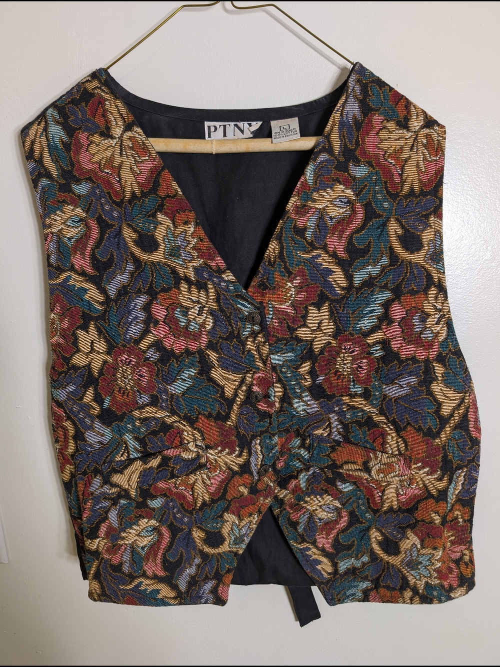 Vintage Floral Brocade Vest in Multi-Color